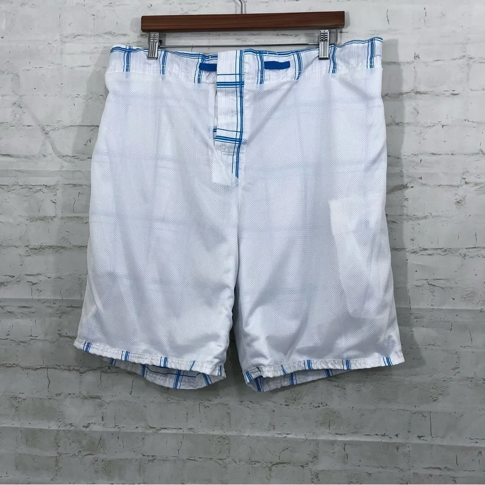 OP Mens White Check Beach Swim Trunks